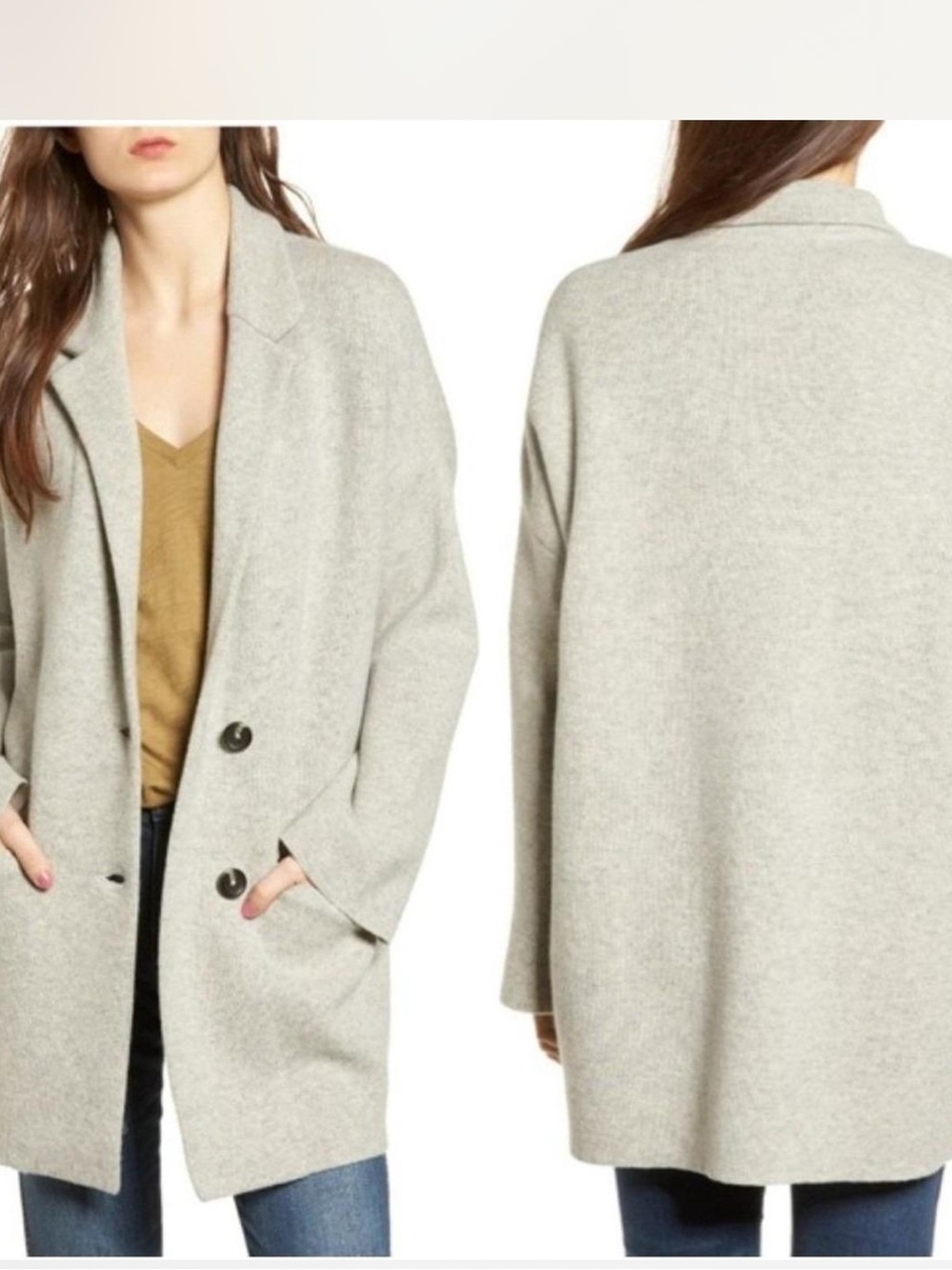 Madewell Blazer Sweater-Jacket Merino Wool Heather Gray Size S